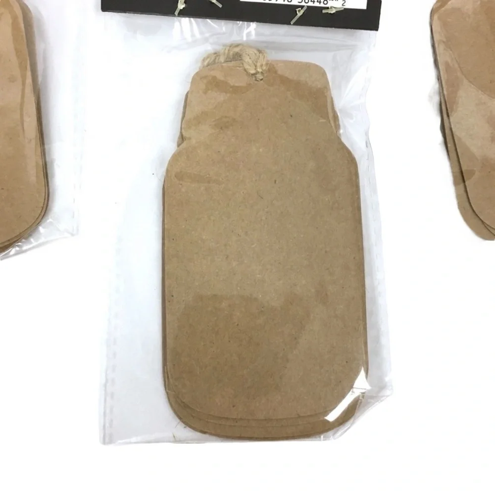 GIFT TAGS Ball Mason Jar Kraft Paper Jute Strings 24 Total Die Cut Labels NEW